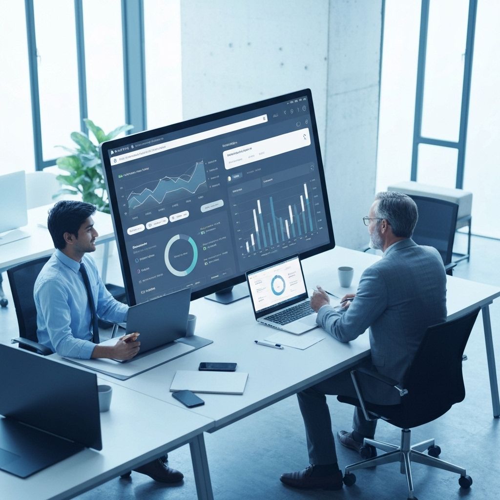 An office worker reviewing an AI agent's actions on a dashboard screen